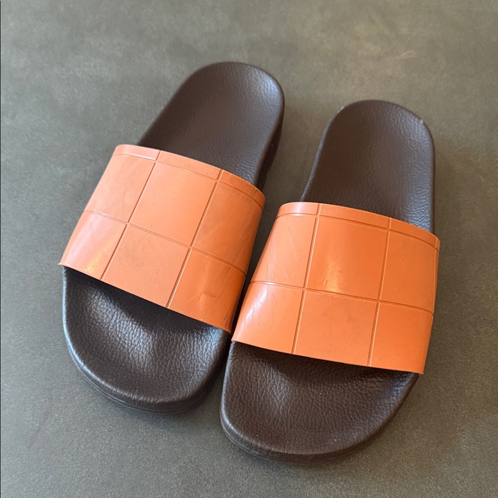 Adidas x raf simons Brown and Orange Slide Sandals